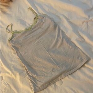 Aeropostale Light Gray Tank Top with Green Trim